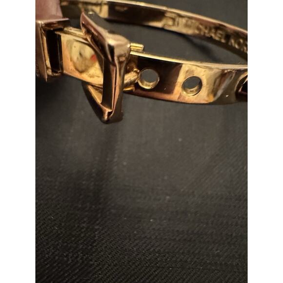 Michael Kors Gold Tone Studded Hinged Bangle Adjustable Sizes - Picture 4 of 7